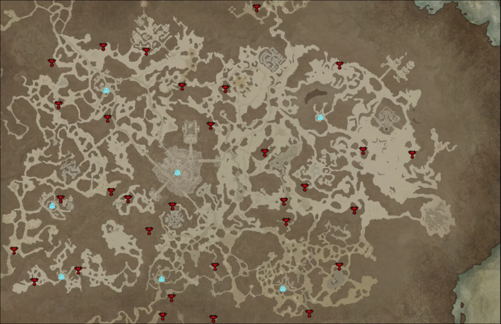 Altars of Lilith map: Fractured Peaks region